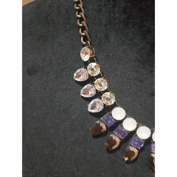 Women's Silver Tone Rhinestone Drop Pendant Chain Necklace Lobster Clasp - Picture 5 of 6